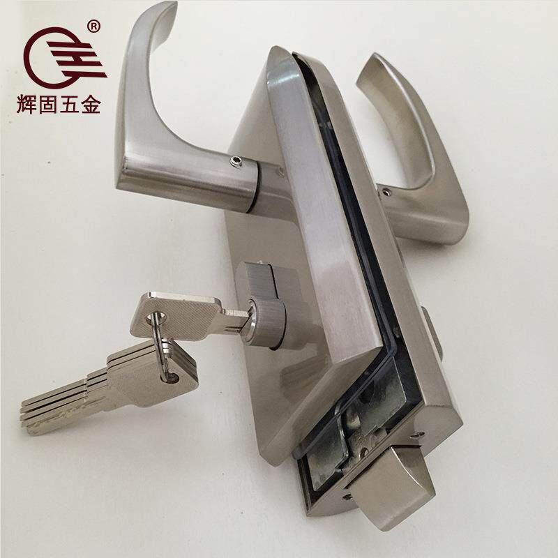 新款直销带把手的中央门锁长方形玻璃门锁办公室隔断不锈钢门锁供