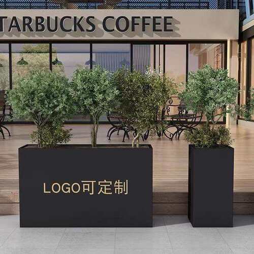 户外铁艺花箱围栏广场售楼部室外摆不锈钢长方形花槽花盆新品花坛