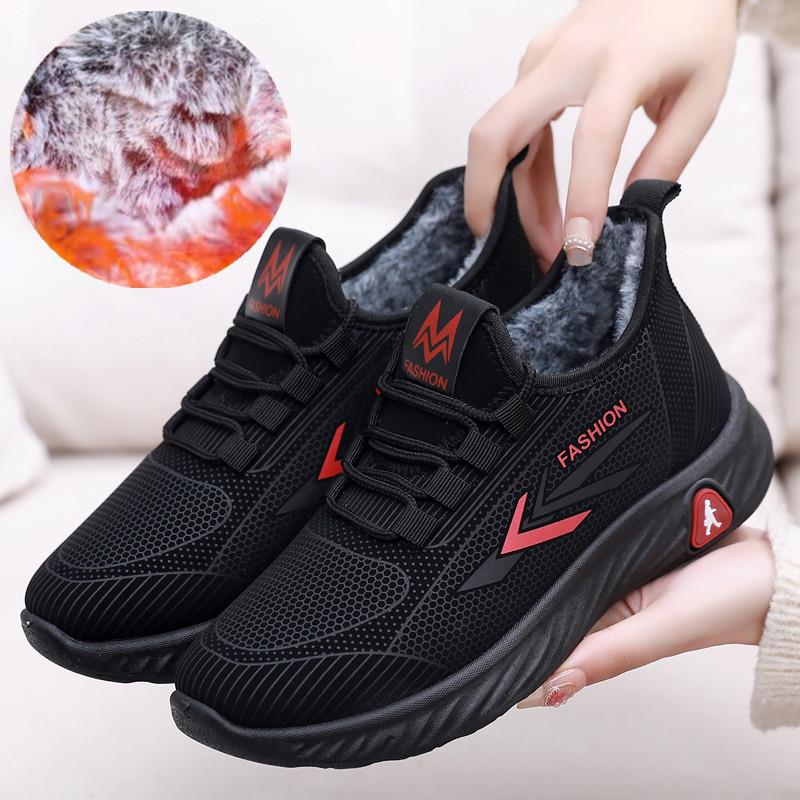 高档兔毛水防老北绒京棉女鞋冬加妈妈鞋休闲运动加棉加厚大棉保暖