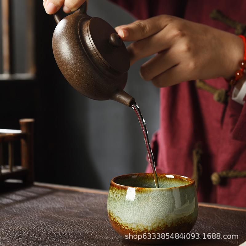 复古柴主人杯粗陶茶品茗家杯茶盏用陶瓷单杯功夫窑784变烧杯喝茶