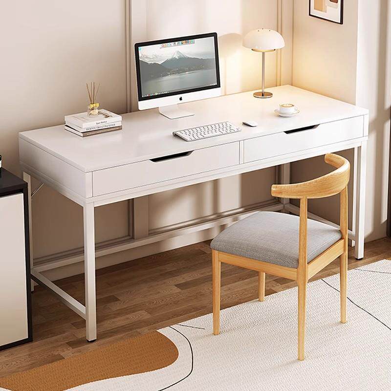 电脑桌台式家用书桌带抽屉桌子女生卧室奶油风简易梳妆台化妆桌