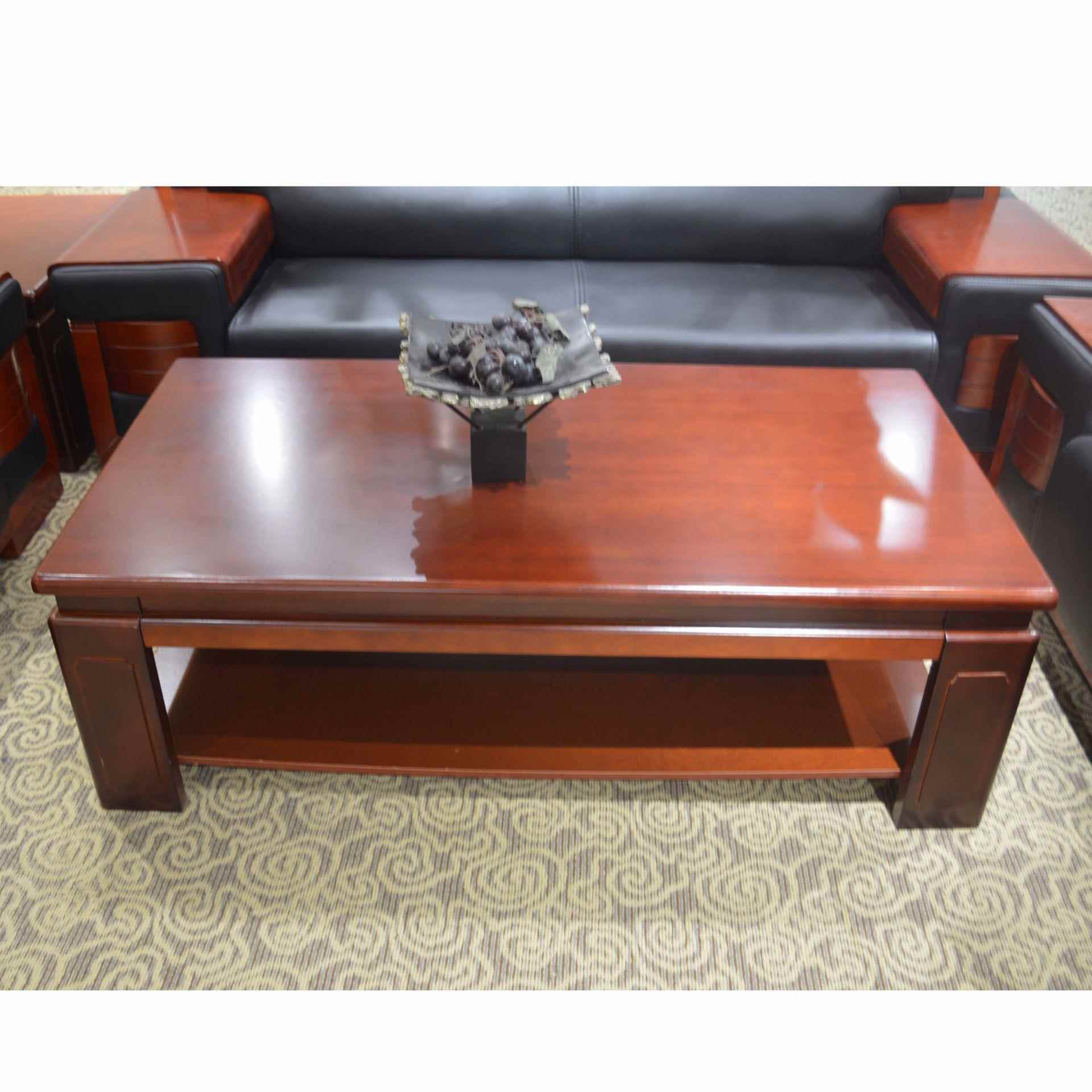 木制办公茶桌家具厂家 豪华木制办公沙发油漆长方茶几供应商