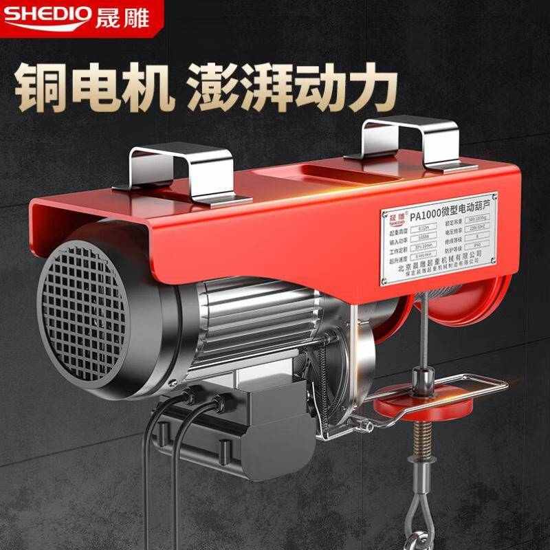 晟雕微型电动葫芦220v小吊机0.5吨1吨单相提升机PA500*12米线控