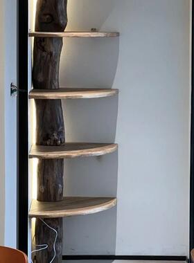 新实木书架新中厅式客书房ECM书柜原木展架示天然树干枯木树形品