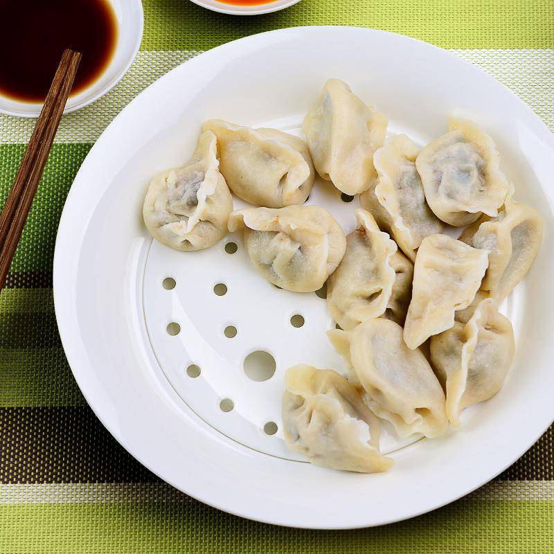 唐山骨瓷餐具家用饺子沥水盘双层陶瓷控水水果盘碗商务礼品
