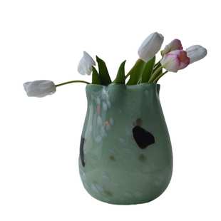 中古风琉璃花瓶摆件插花小众设计感黑点点艺术创意家居装饰