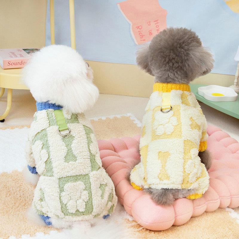 狗狗衣服宠物服装小型犬猫咪可穿秋冬保暖舒适2024提花绒四腿棉衣
