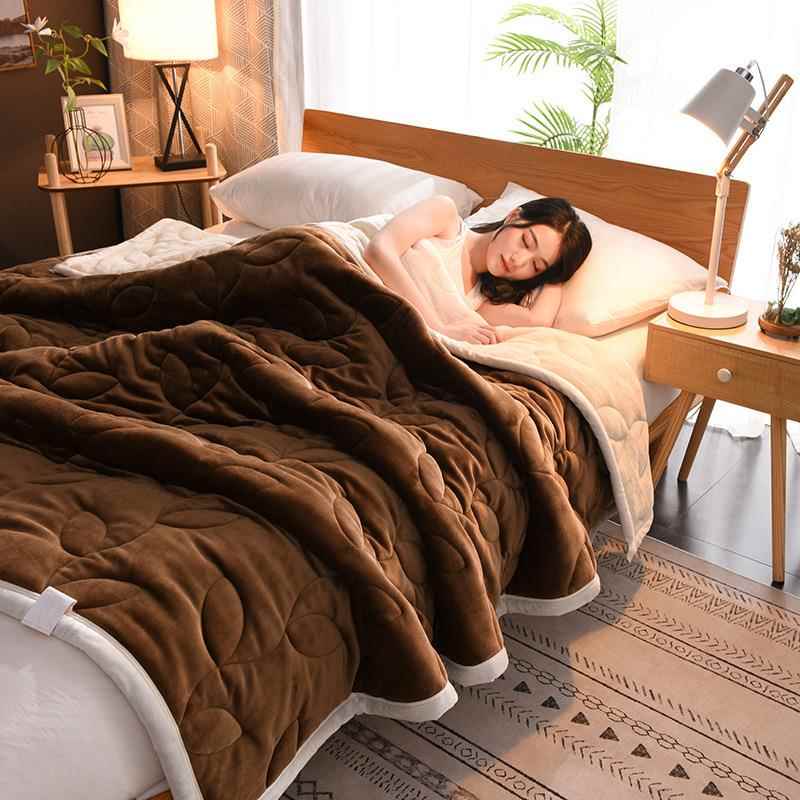 三层夹棉办毛毯被子加厚室保暖公RWB午睡毯单双人学生宿舍盖毯子