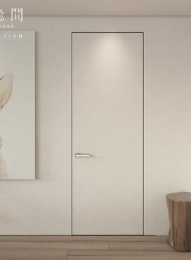 白色无边框极简门铝木木门隐形门无框门实木卧室门室内门房门成都