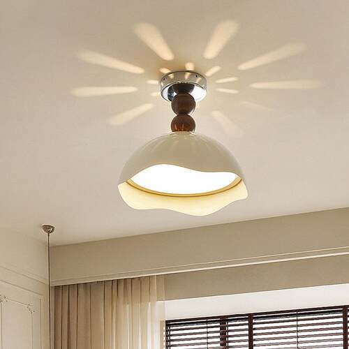 法式奶油风蛋壳吸顶灯高级感中古儿童房灯书房卧室全光谱护眼灯具