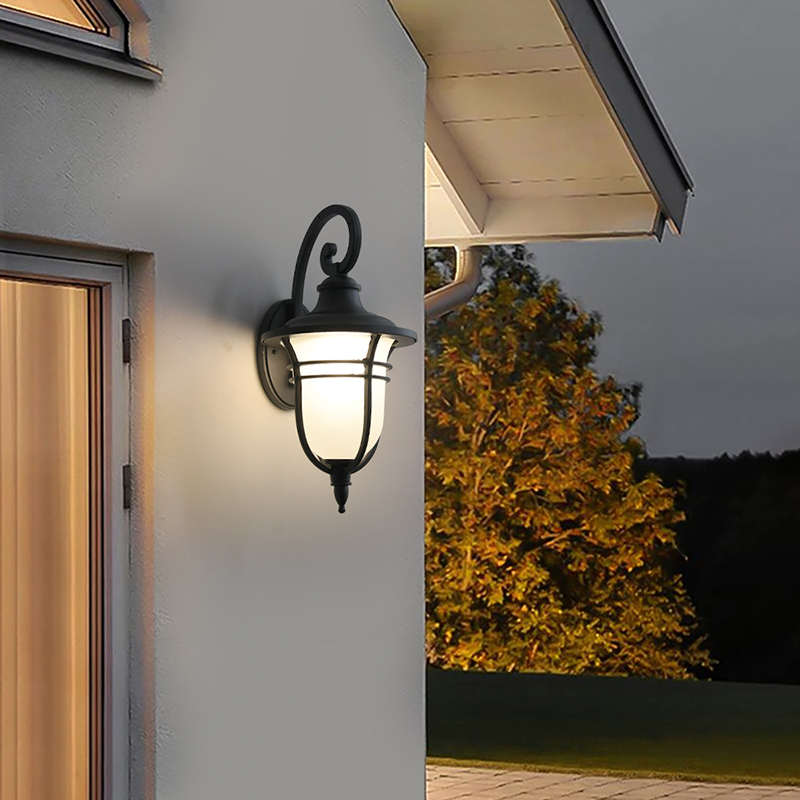 简约户外防水壁灯压铸铝材玻璃灯罩露台天台室外门口铺面阳台壁灯