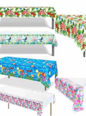 Hawaiian Tropical Style Disposable Tablecloth Summer Birthda