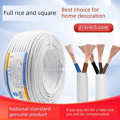 津达电线RVV白护套2/3芯国标纯铜家用电源线缆护套线电源控制电线
