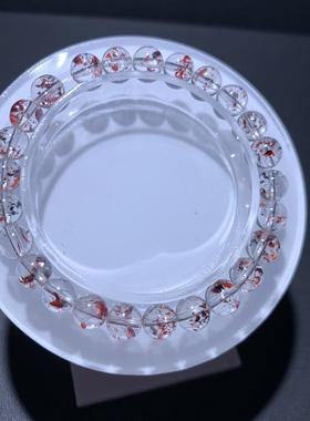 新品天然毒液红黑云母超七手链双色单圈手串时尚珠链珠规格7.3mm