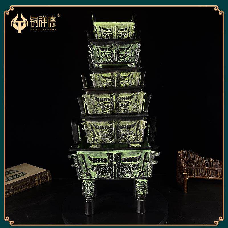 古青铜器铜鼎兽面纹方鼎摆件洛阳鼎商业开业礼品鼎盛千秋办公