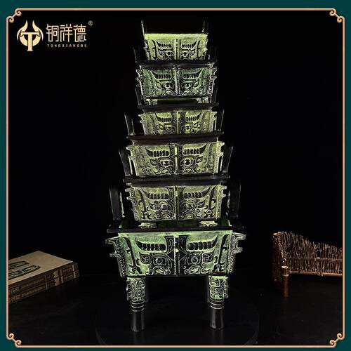 古青铜器铜鼎兽面纹方鼎摆件洛阳鼎商业开业礼品鼎盛千秋办公