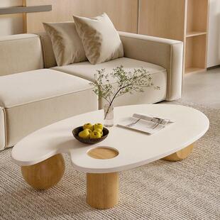 北欧诧寂风原木小户型茶几奶油风创意实木家用民宿客厅异形小茶几