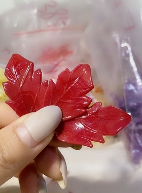 老料器花瓣发簪材料红色枫叶10片DH-14
