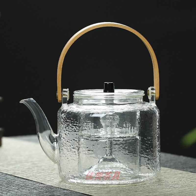 耐高温玻璃蒸煮一体提梁壶围炉煮茶器蒸茶壶电陶炉烧水壶泡茶壶