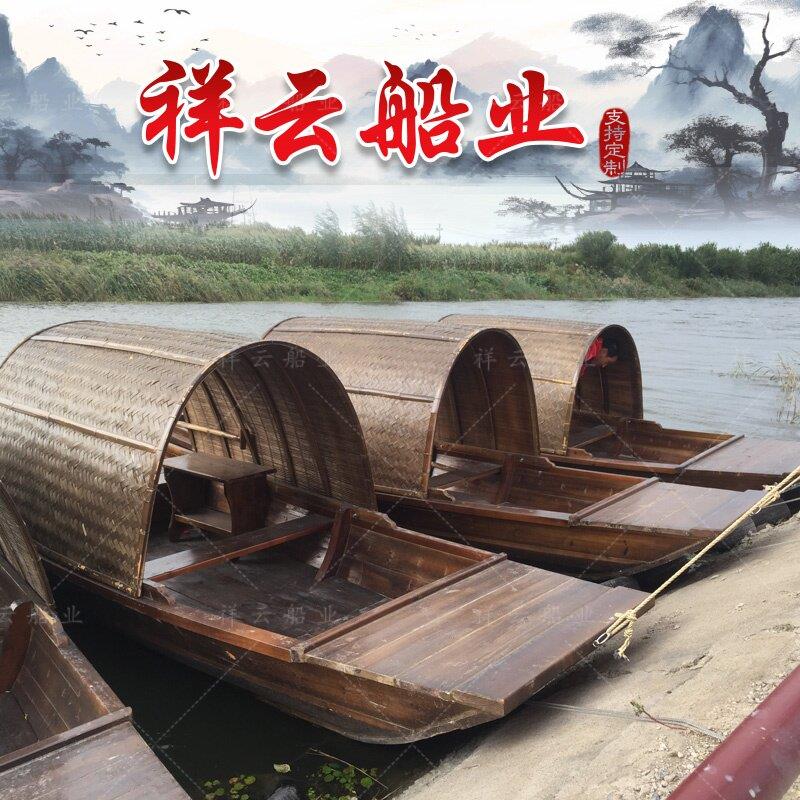 乌篷船彷古实木装饰婚礼道具欧式观光手画室内景观水上餐饮船