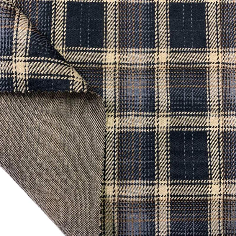 新款TR棉色织格子混纺高档毛呢提花面料色织服装原料粗纺现货