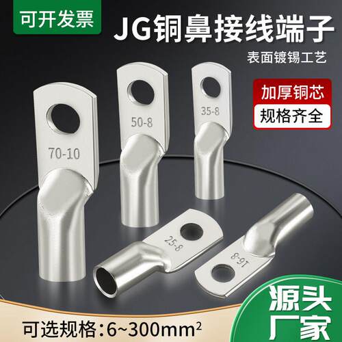 国标加厚JG铜接线 线端子10平方/16/25/35/50-8-10-12船用铜线 线