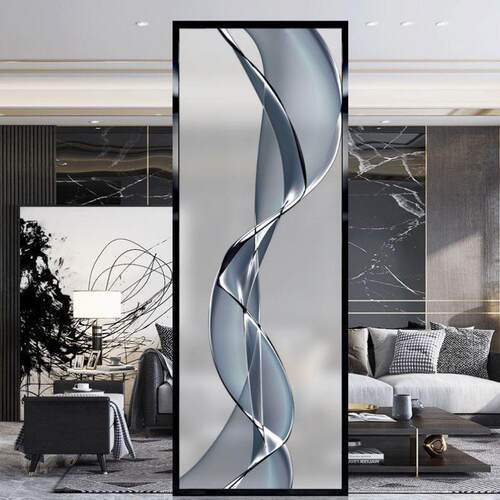 fLE简约屏风隔断客厅遮挡玄关入户卧室现代钢化艺术玻璃隔断屏风