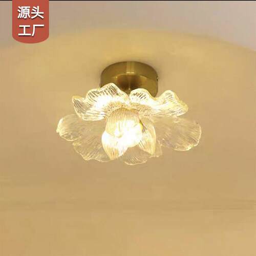 跨境花瓣过道灯中古法式走廊灯简约复古莲韵入户玄关吸顶灯具中山