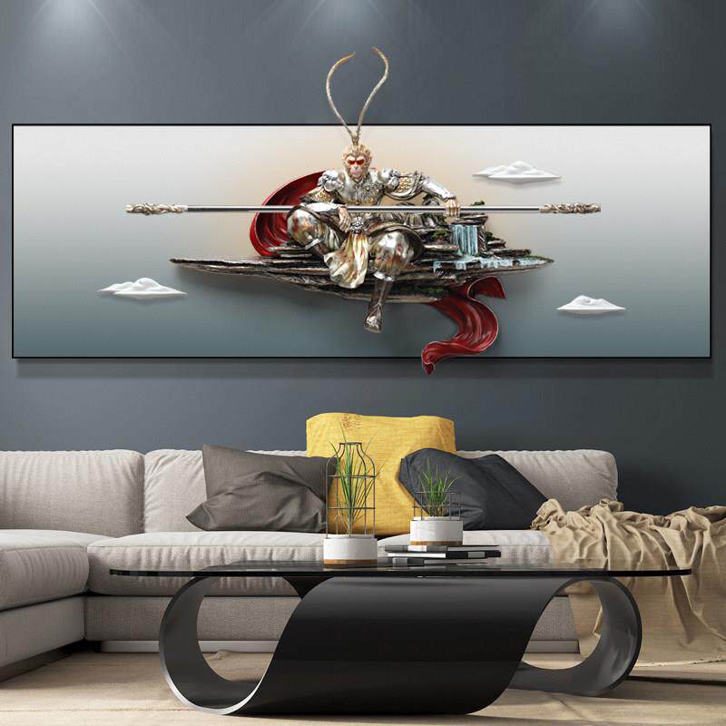 客厅装饰画 画沙发挂画 画齐天大圣孙悟空浮雕挂画 画3D立体壁画