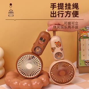 新款火龙果便携式usb充电手持迷你小风扇学生卡通大风力风扇