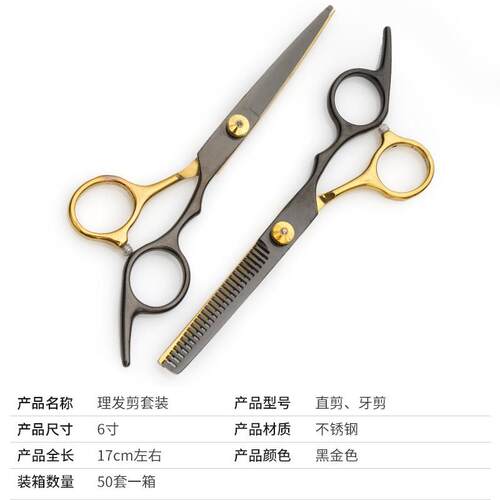 新款直销理发店用美发 剪刀平剪刘海打薄碎发牙剪家用理发剪刀套