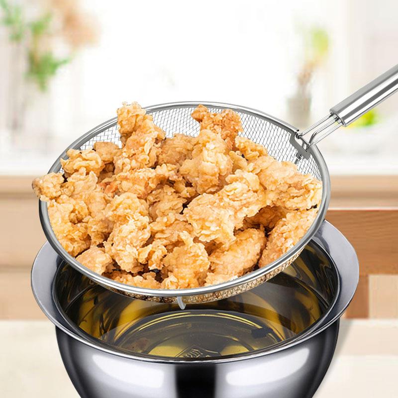 新款不锈钢漏勺漏网过滤网炸篮捞面勺厨房家用防烫豆浆滤渣