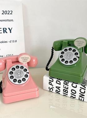 ins风存钱筒电话机粉色少女心摆件摄影道具房间拍照装饰生日礼物