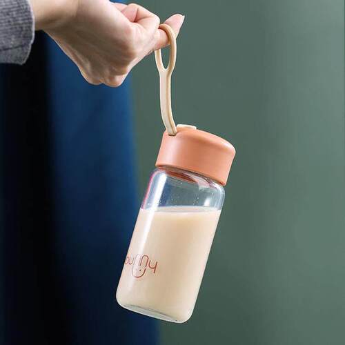 玻璃杯女458户外迷你便杯小清新高生颜水值泡茶耐热携咖啡杯暖手