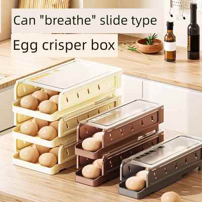 Rolling egg dispenser container holder storage box egg rack