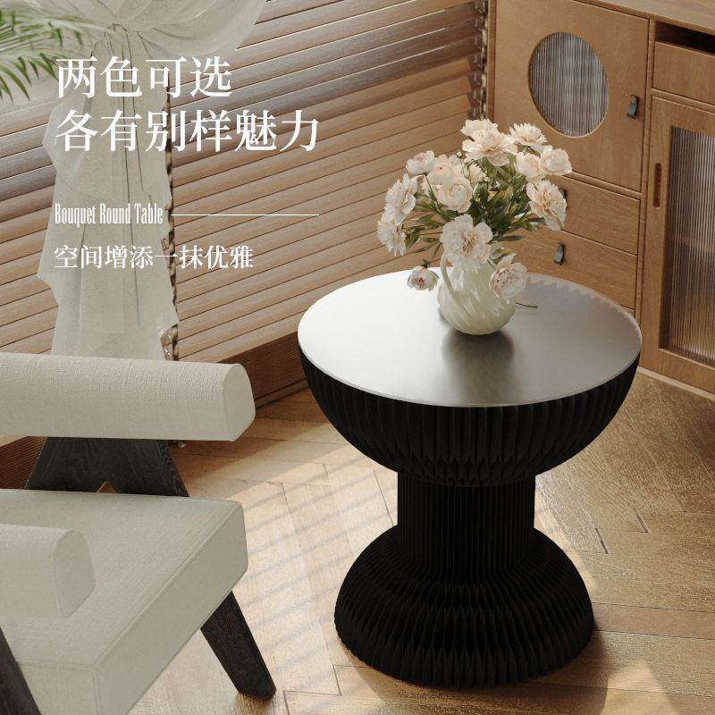 简约时尚桌子洽谈折叠家用圆桌 民宿阳台不占空间创意边几小茶桌