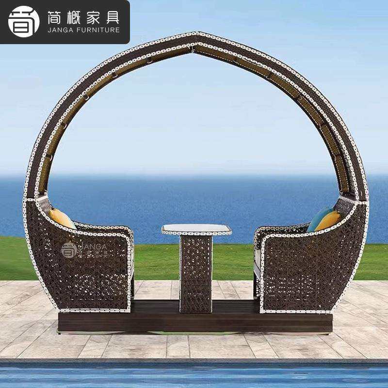 户外别墅露台摇椅秋千休闲庭院藤编沙发酒店民宿露天四人动力摇椅