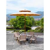 户外遮阳伞花园休闲中柱伞大型露营庭院半边伞室外咖啡厅摆摊桌椅