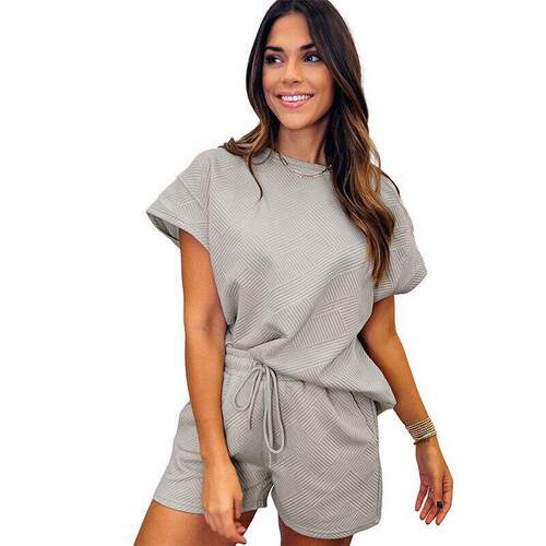 Shorts Shirt Womens Casual Solid Short-Sleeve Summer Daily