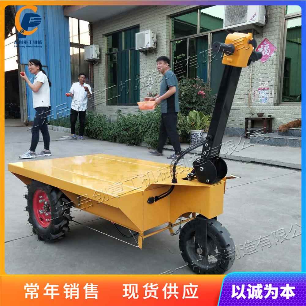 手推式电动平板运输车 建筑工地拉砖搬运车 狭小楼道物料运输车