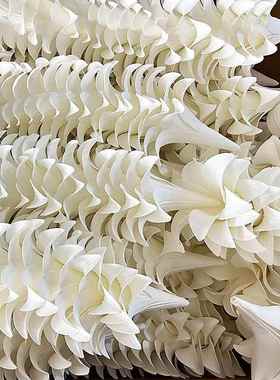 婚庆仿花EVA百合花百合花头吊网顶真舞白色台装饰花水晶搭配红浪