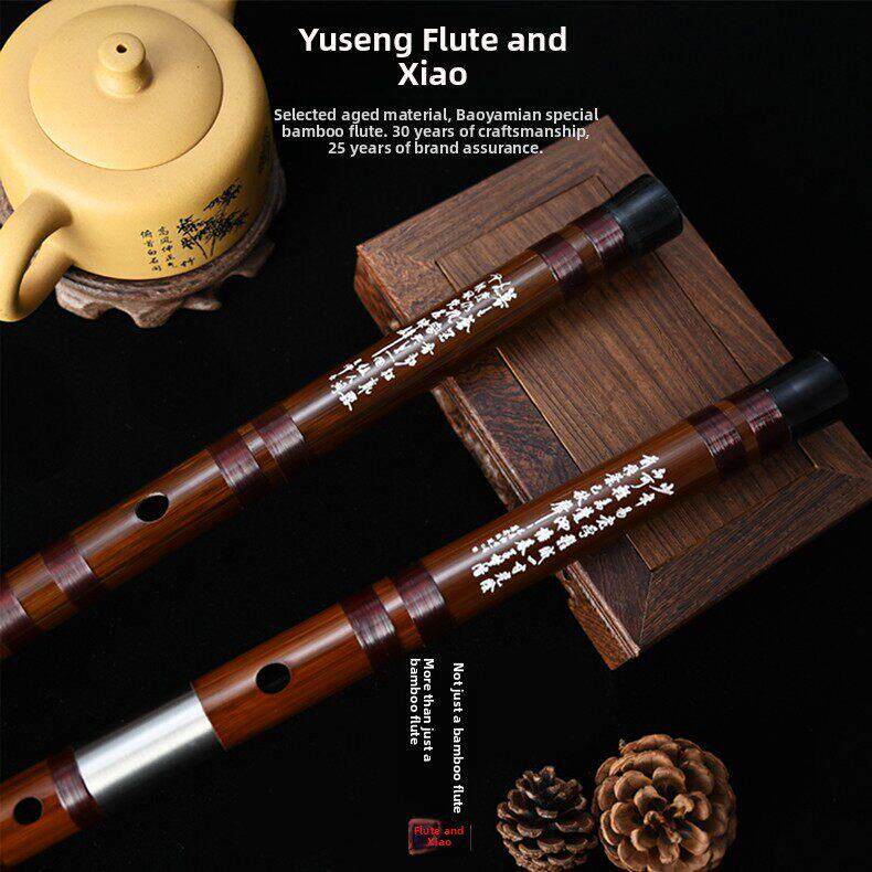 宝妙良特制苦竹笛玉生乐器专业演奏竹笛旧料双插白铜