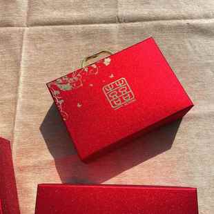 磨砂礼金盒结婚彩礼聘金箱订婚提亲十万红包大号礼箱翻盖双喜礼盒