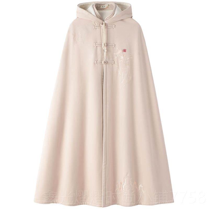 正品武当山太极服刺绣汉服加加绒披风宽松花厚长款绣文化篷斗男女