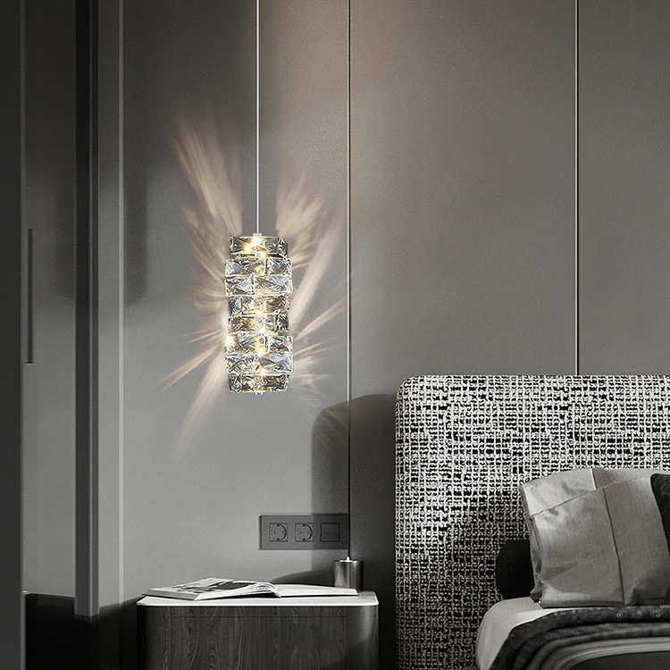 轻奢风卧室床头灯后现代简约单头过道设计师吧台水晶小吊灯,家装灯饰光源,客厅吊灯,淘宝优惠券,粉丝福利购,淘宝优惠卷