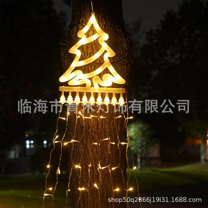 LED 圣诞树瀑布灯圣诞节挂树灯流水灯户外装饰灯庭院遥控太阳能灯