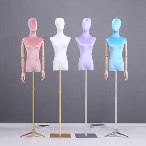 新款直销模特道具女半身人台彩色丝绒服装店韩版带头全身婚纱展示
