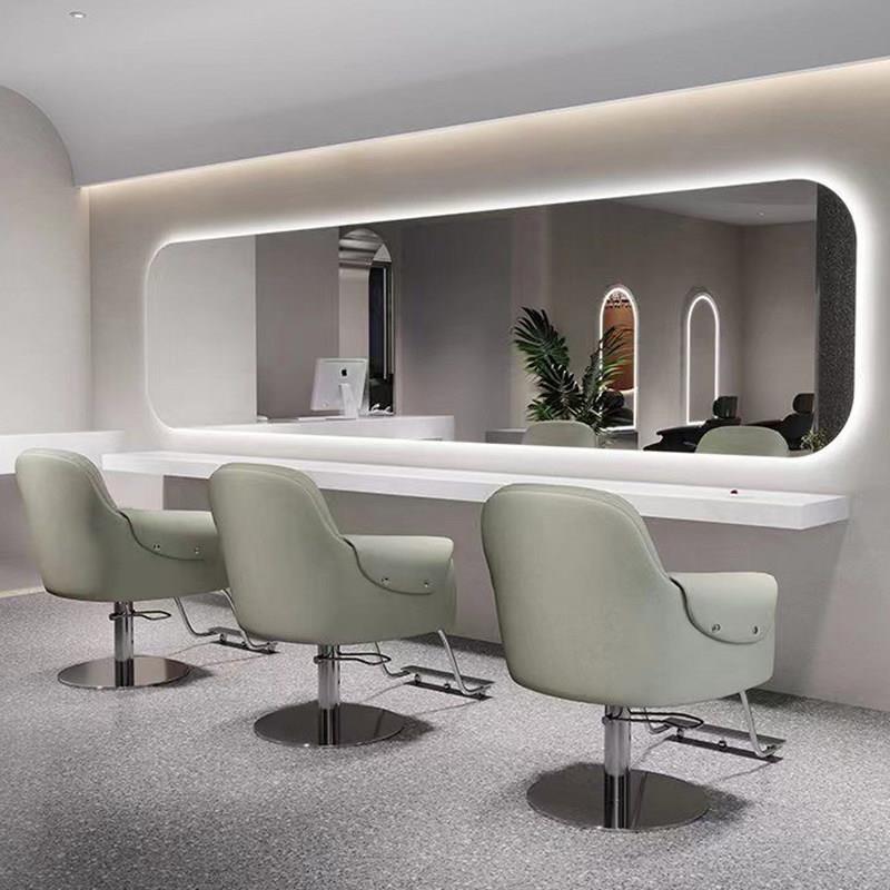 网红理发店镜台美容美发镜子带灯LED镜壁挂式潮款单面镜发廊专用