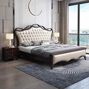 美式 实木床1现.8米白UBP色双软人床代公简约轻奢主卧1.5米主床包