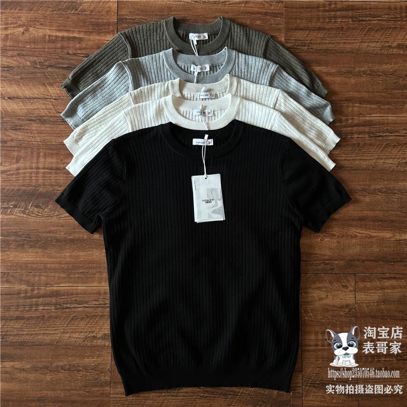 日系老钱风圆领针织短袖男2026新款春夏薄款简约百搭休闲修身T恤